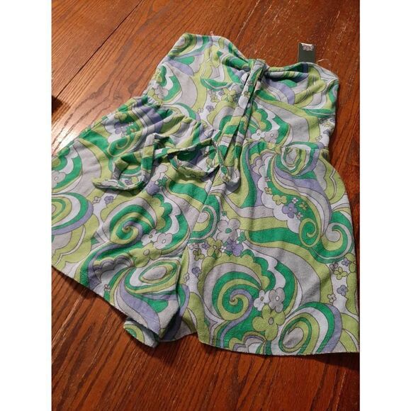 New Medium Wild Fable Retro Blue Green Swirl Sleeveless Terry Cloth Romper NWT - Picture 3 of 5